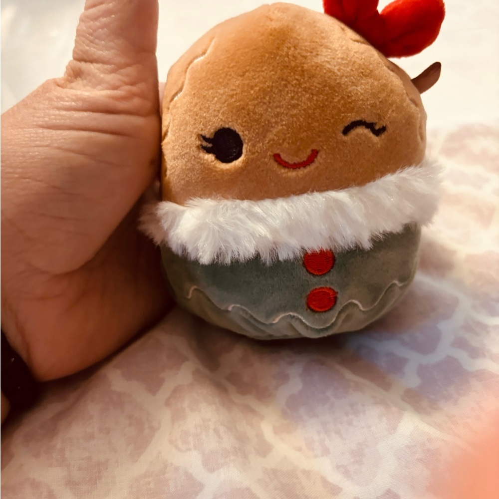 Squishmallows Gingerbread Plush with Red Bow